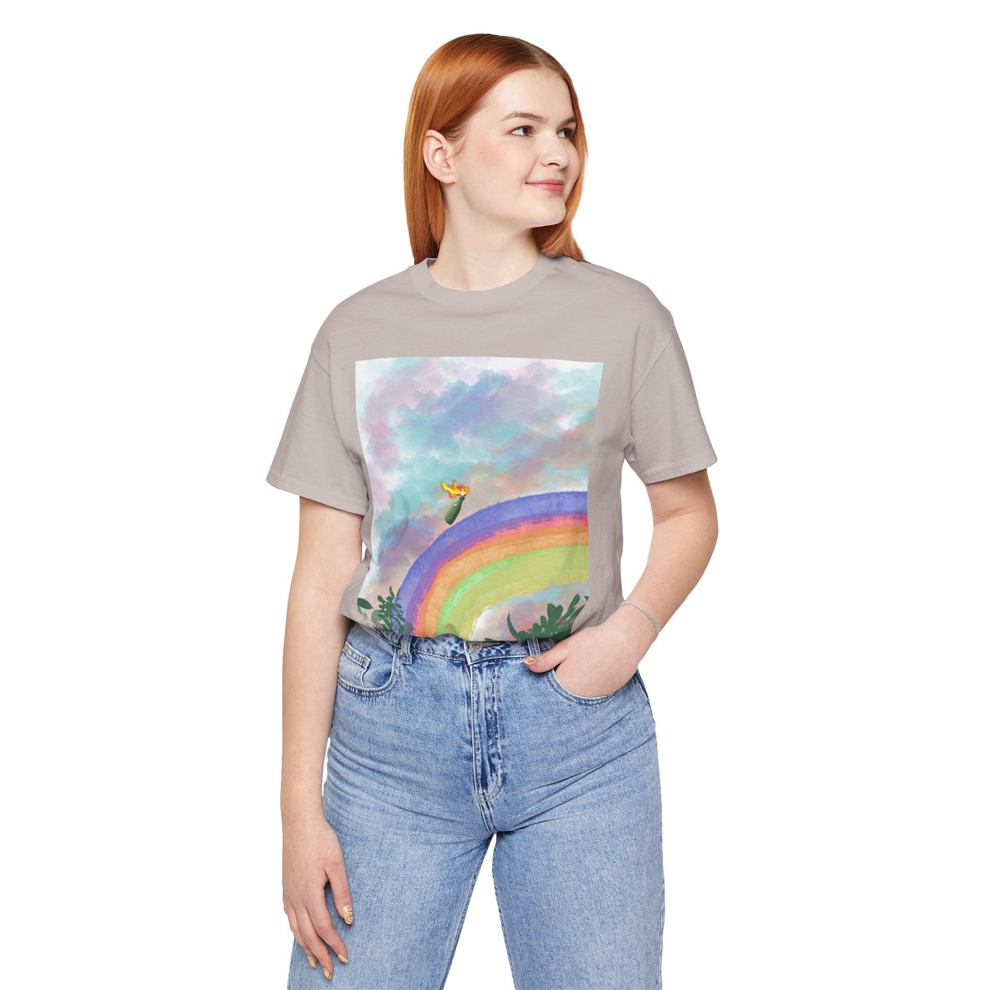 Somewhere Over The Rainbow Unisex Jersey Tee - Colorful Short Sleeve T-Shirt for Relaxed Vibes