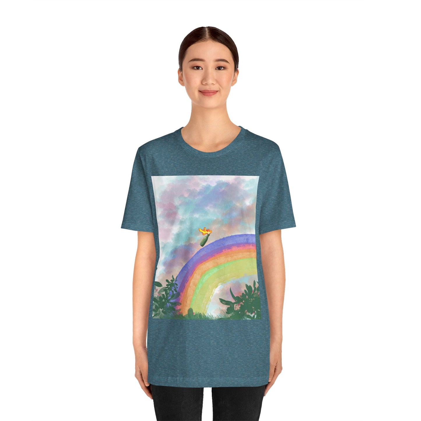 Somewhere Over The Rainbow Unisex Jersey Tee - Colorful Short Sleeve T-Shirt for Relaxed Vibes