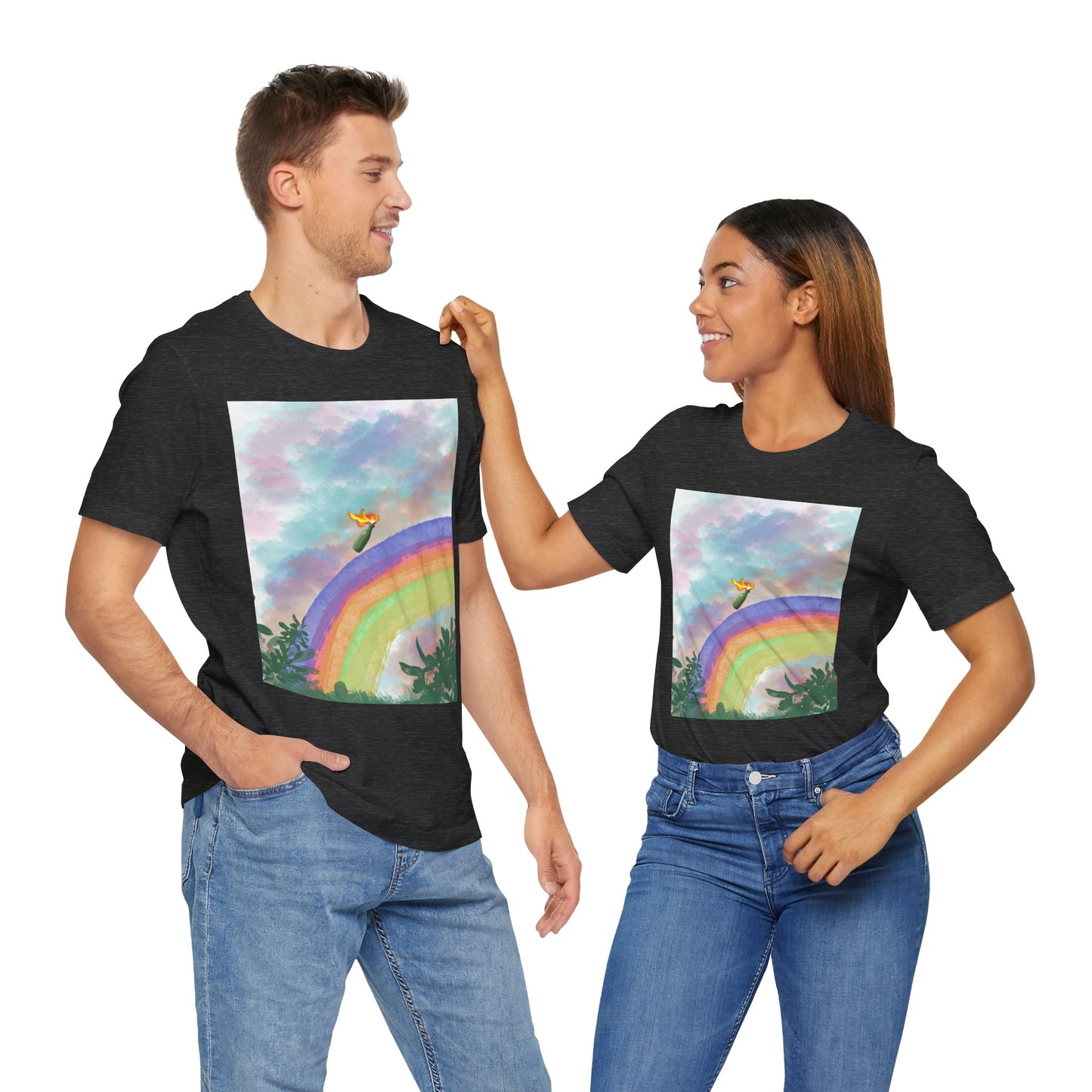 Somewhere Over The Rainbow Unisex Jersey Tee - Colorful Short Sleeve T-Shirt for Relaxed Vibes