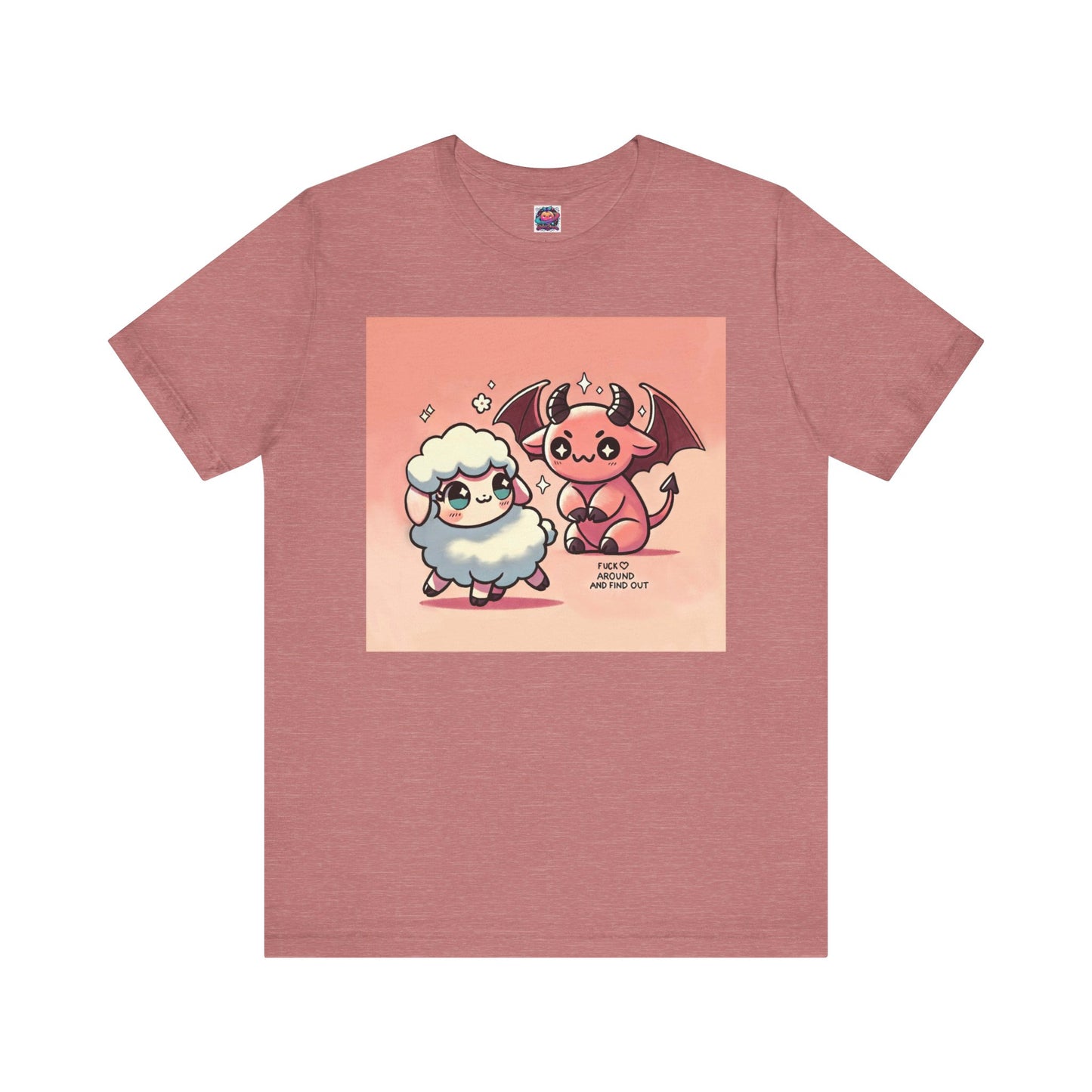 Short Sleeve Tee - Cute Devil & Sheep Design