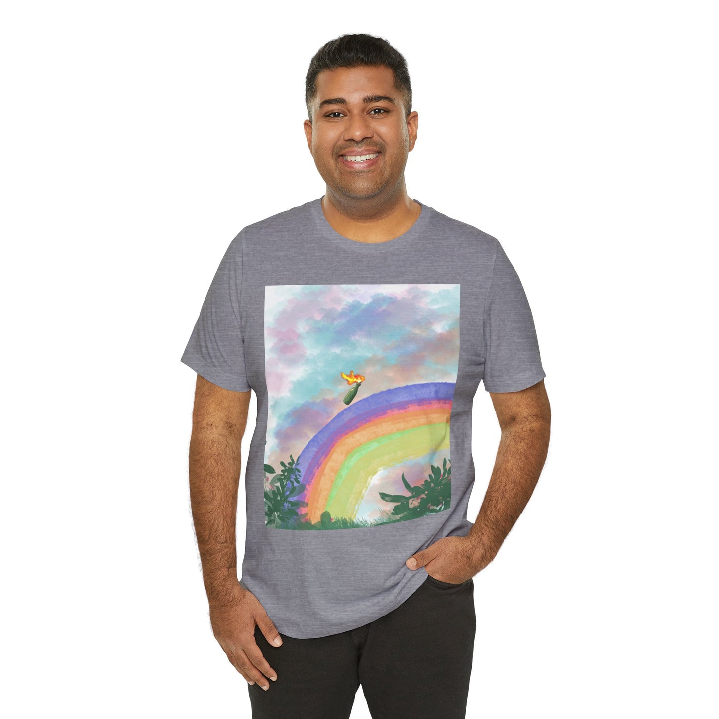 Somewhere Over The Rainbow Unisex Jersey Tee - Colorful Short Sleeve T-Shirt for Relaxed Vibes