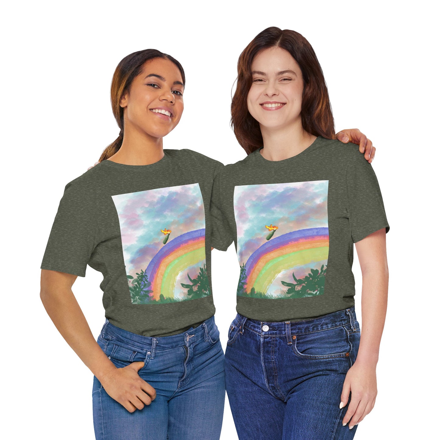 Somewhere Over The Rainbow Unisex Jersey Tee - Colorful Short Sleeve T-Shirt for Relaxed Vibes