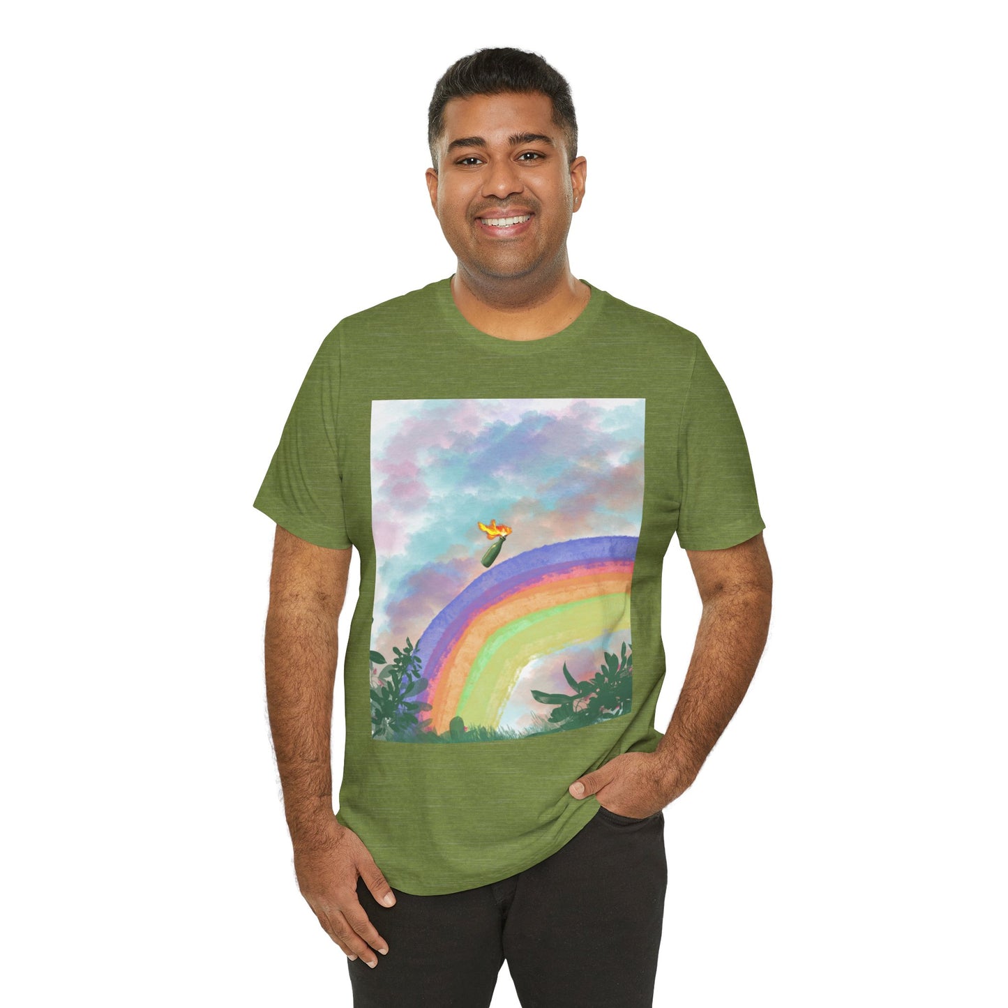 Somewhere Over The Rainbow Unisex Jersey Tee - Colorful Short Sleeve T-Shirt for Relaxed Vibes